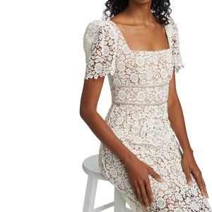 Self-Portrait Ivory Floral Guipure Midi Dress